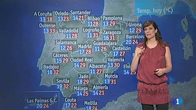 Nubes en Cantábrico y oeste de Andalucía y despejado en resto España