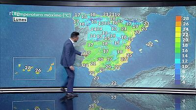 Precipitaciones localmente fuertes o persistentes en la mitad sur de Galicia, noroeste de Castilla y León, oeste del sistema Central, Pirineo central, sur de Extremadura y oeste de Andalucía