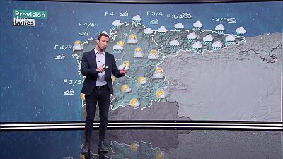 Precipitaciones persistentes en el Cantábrico oriental y norte de Navarra, y localmente fuertes en el este de Cataluña y Baleares