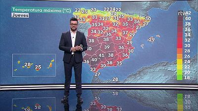 Probabilidad de chubascos y tormentas localmente fuertes en zonas de Aragón y del interior de Cataluña