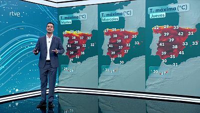 Temperaturas elevadas en mitad sur de vertiente atlántica, sur de Galicia, oeste de Castilla y León