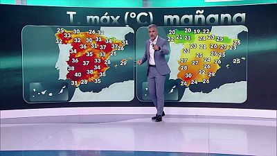 Temperaturas máximas elevadas para la época en la mayor parte del interior de la Península, esperándose sobrepasar los 34-36 grados