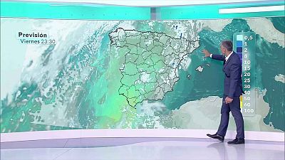 Temperaturas máximas, esperándose sobrepasar los 34-36 grados en la vertiente atlántica sur y depresiones del nordeste