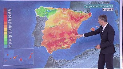 Temperaturas significativamente altas en Canarias. Precipitaciones localmente fuertes y persistentes en el oeste de Galicia