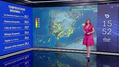 Temperaturas significativamente altas en los valles del Guadalquivir y del Guadiana