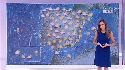 Tormentas localmente fuertes y acompañadas de granizo en el entorno de la Cantábrica, Ibérica norte y centro peninsular