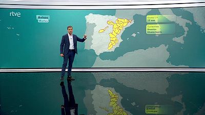 Tormentas y chubascos con probabilidad de ser localmente fuertes con granizo en Pirineos y sur de la ibérica