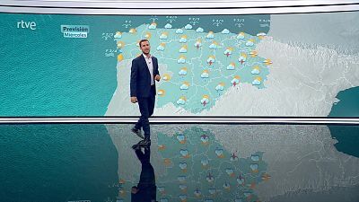 Tormentas y chubascos  localmente fuertes con granizo y rachas muy fuertes de viento en Pirineos y Sistema Ibérico