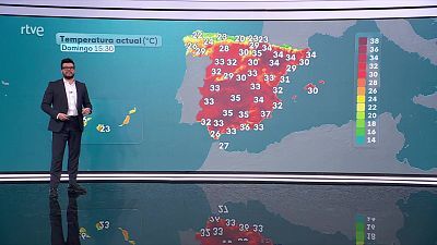 Tormentas y chubascos localmente fuertes con granizo y rachas muy fuertes en interiores de la mitad nordeste peninsular