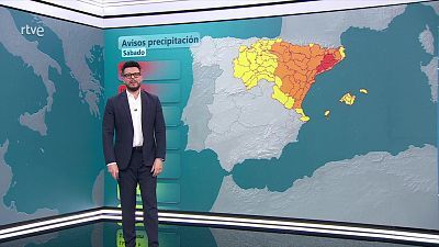 Tormentas y precipitaciones fuertes y persistentes, con granizo, en zonas del cuadrante nordeste y extremo este peninsular,  en áreas de la meseta Norte, Cantábrico y de Baleares.