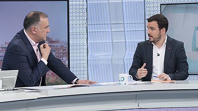 de TVE - Alberto Garzón (Unidas Podemos), Jaume Asens (En Comú Podem) y Yolanda Díaz (En Común-Unidas Podemos)