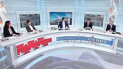 de TVE - Enrique Osorio (PP), Ángel Gabilondo (PSOE), Lorena Ruíz Huerta (Podemos) e Ignacio Aguado (Ciudadanos)