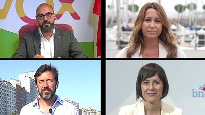 de TVE - Ricardo Morado, Candidato de VOX; Beatriz Pino, candidata de Ciudadanos; Antón Gómez-Reino, candidato de Galicia en Común; y Ana Pontón, candidata del BNG