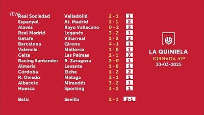 Sorteo de la Quiniela del 01/04/2025 - Jornada 52