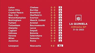 Sorteo de la Quiniela del 02/01/2024 - Jornada 30