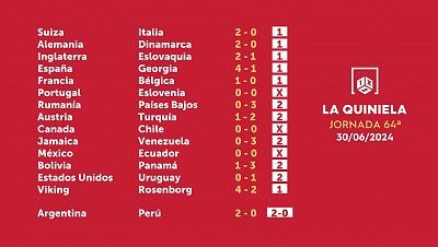 Sorteo de la Quiniela del 03/07/2024 - Jornada 64