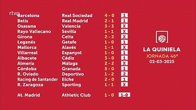 Sorteo de la Quiniela del 05/03/2025 - Jornada 46