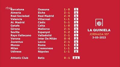 Sorteo de la Quiniela del 05/05/2023 - Jornada 55