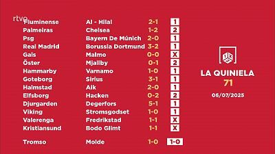 Sorteo de la Quiniela del 07/07/2025 - Jornada 71