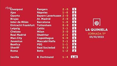 Sorteo de la Quiniela del 07/10/2022 - Jornada 11