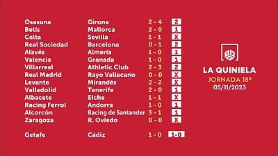 Sorteo de la Quiniela del 07/11/2023 - Jornada 18