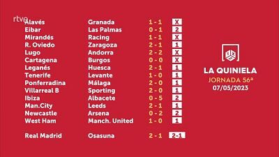 Sorteo de la Quiniela del 09/05/2023 - Jornada 56