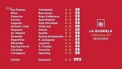 Sorteo de la Quiniela del 10/12/2024 - Jornada 27