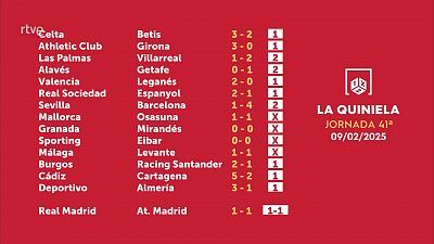 Sorteo de la Quiniela del 11/02/2025 - Jornada 41