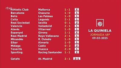 Sorteo de la Quiniela del 11/03/2025 - Jornada 48
