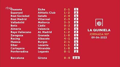 Sorteo de la Quiniela del 11/04/2023 - Jornada 50