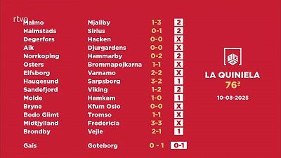 Sorteo de la Quiniela del 12/08/2025 - Jornada 76