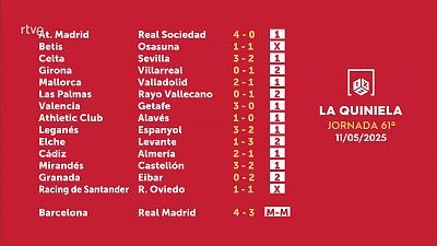 Sorteo de la Quiniela del 13/05/2025 - Jornada 61