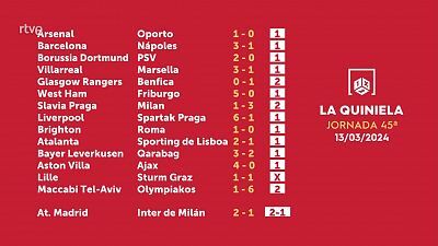 Sorteo de la Quiniela del 15/03/2024 - Jornada 45