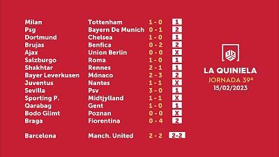 Sorteo de la Quiniela del 17/02/2023 - Jornada 39