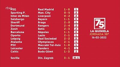 Sorteo de la Quiniela del 18/02/2022 - Jornada 38