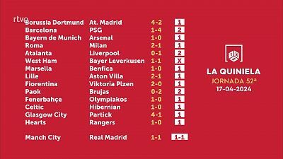 Sorteo de la Quiniela del 19/04/2024 - Jornada 52