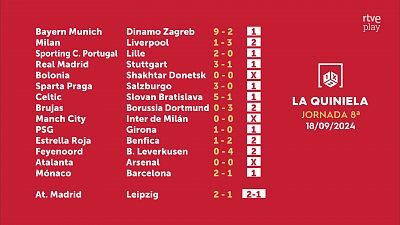 Sorteo de la Quiniela del 20/09/2024 - Jornada 8