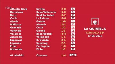 Sorteo de la Quiniela del 21/05/2024 - Jornada 58