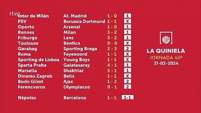 Sorteo de la Quiniela del 23/02/2024 - Jornada 40