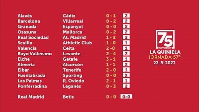 Sorteo de la Quiniela del 23/05/22 - Jornada 57