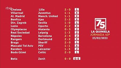 Sorteo de la Quiniela del 25/02/2022 - Jornada 40