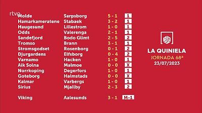 Sorteo de la Quiniela del 25/07/2023 - Jornada 68