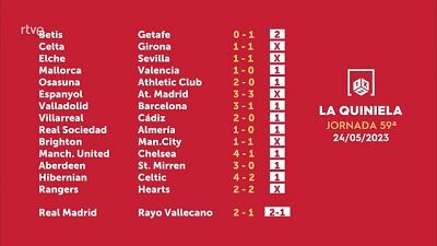 Sorteo de la Quiniela del 26/05/2023 - Jornada 59