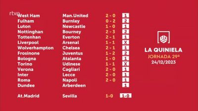 Sorteo de la Quiniela del 26/12/2023 - Jornada 29