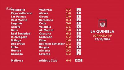 Sorteo de la Quiniela del 29/10/2024 - Jornada 18