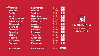 Sorteo de la Quiniela del 31/10/2023 - Jornada 17