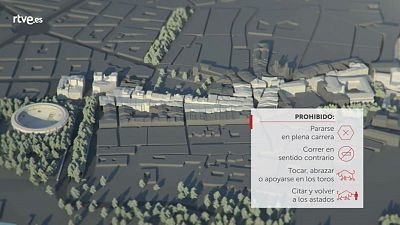 Las normas de seguridad en los encierros de Sanfermines, en 3D