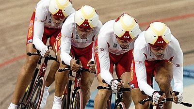 El equipo español de persecución gana la medalla de bronce en los Juegos Olímpicos de Atenas 2004