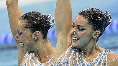 Gemma Mengual y Andrea Fuentes ganan la medalla de plata en los Juegos Olímpicos de Pekín '08 en natación sincronizada