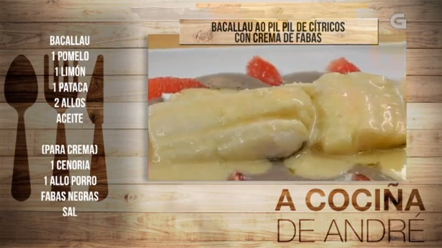 Bacallau ao pil-pil de cítricos con crema de fabas - 10/10/2017 00:00